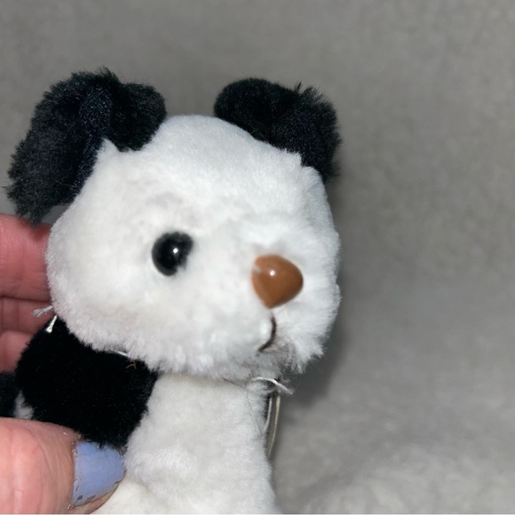 Russ Berrie Puppy Love small 5" puppy dog plush black & white with tag #4914 - Picture 3 of 9
